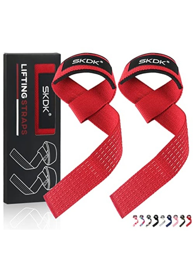 SKDK Cotton Hard Pull Wrist Lifting Straps Grips Band-Deadlift Straps with Neoprene Cushioned Wrist Padded and Anti-Skid Silicone - for Weightlifting, Bodybuilding, Xfit, Strength Training - Image 1