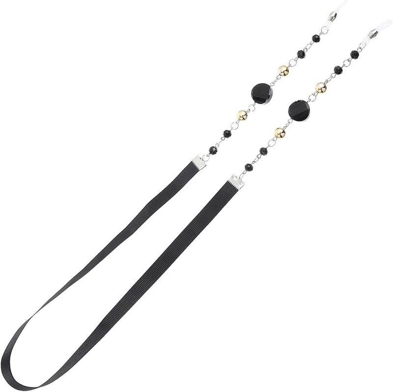 Vintage Black Crystal Glasses Chain Anti Misplacement Eyewear Lanyard For Women - Image 1