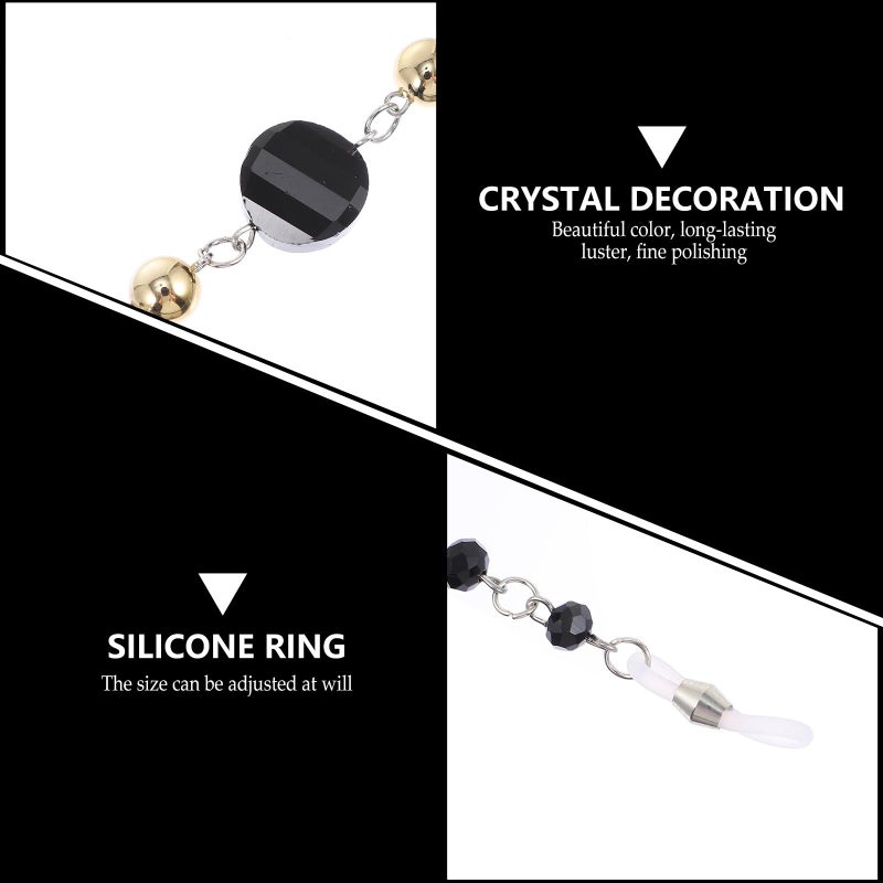 Vintage Black Crystal Glasses Chain Anti Misplacement Eyewear Lanyard For Women - Image 5