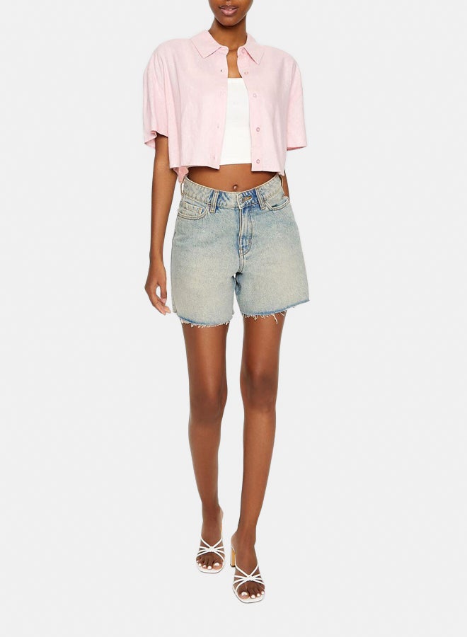 FOREVER 21 Cropped Linen-Blend Shirt - Image 2