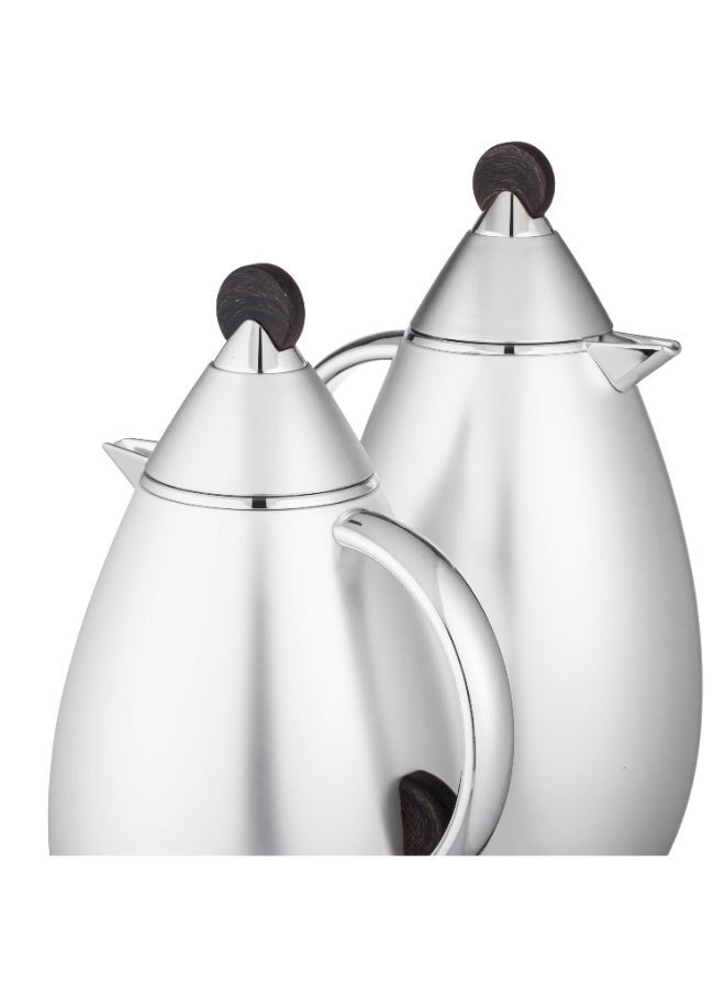 LALOZA ✨ Premium Thermos Set – 2 Pieces | Matte Silver Finish with Wooden Touch (1L Each) ✨ - Image 4