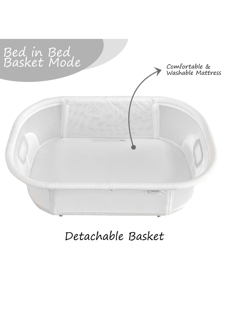 TEKNUM سرير هزاز للأطفال 3 في 1 ، مهد للأطفال مع شبكة للبعوض - أبيض - Image 4