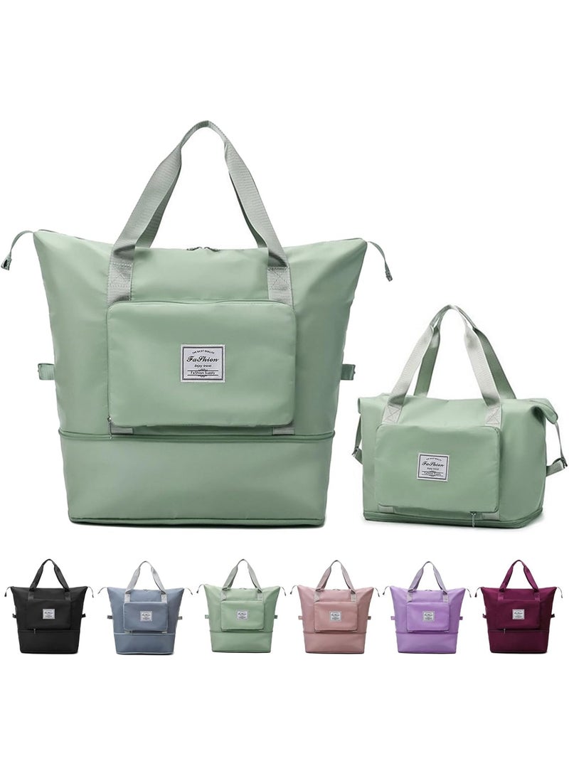 A multi-purpose bag that folds easily, features a front pocket and a top zipper, and can be attached to the handle of a suitcase. It's specially designed to combine style, comfort, and practicality. Green - Image 3