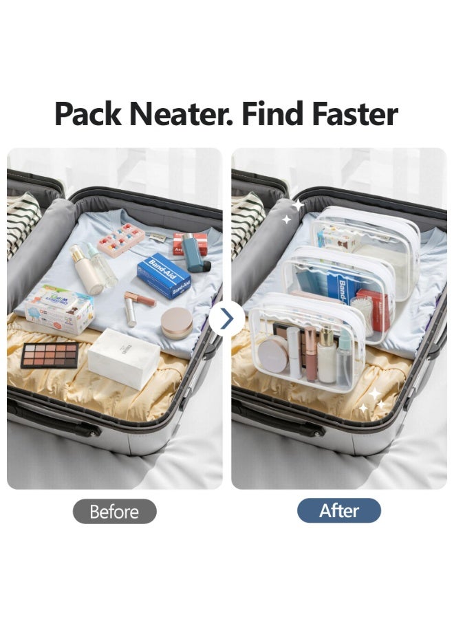 Clear Toiletry Bag, 3 Pack TSA Approved Toiletry Bag Quart Size Bag, Travel Makeup Cosmetic Bag for Women Men, Carry on Airport Airline Compliant Bag, White (for age 12 or above) - Image 2