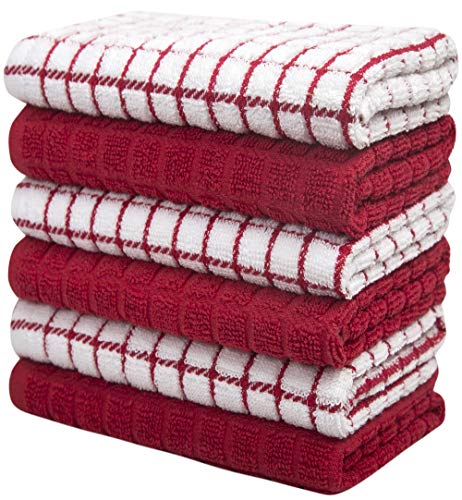 Bumble Towels Bumble Kitchen Towels | 100% Cotton Dish Towels with Hanging Loop | 16"x 28" | 380GSM | Absorbent Kitchen Towel Set | 6 Pack, Red - Image 5