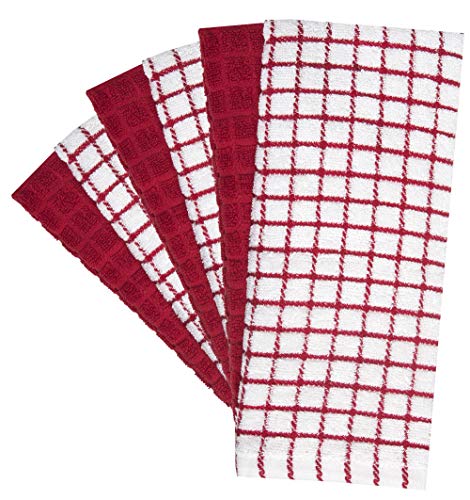 Bumble Towels Bumble Kitchen Towels | 100% Cotton Dish Towels with Hanging Loop | 16"x 28" | 380GSM | Absorbent Kitchen Towel Set | 6 Pack, Red - Image 2