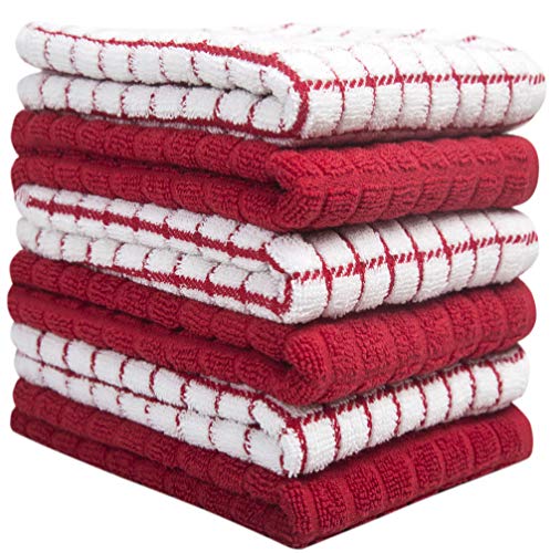 Bumble Towels Bumble Kitchen Towels | 100% Cotton Dish Towels with Hanging Loop | 16"x 28" | 380GSM | Absorbent Kitchen Towel Set | 6 Pack, Red - Image 4