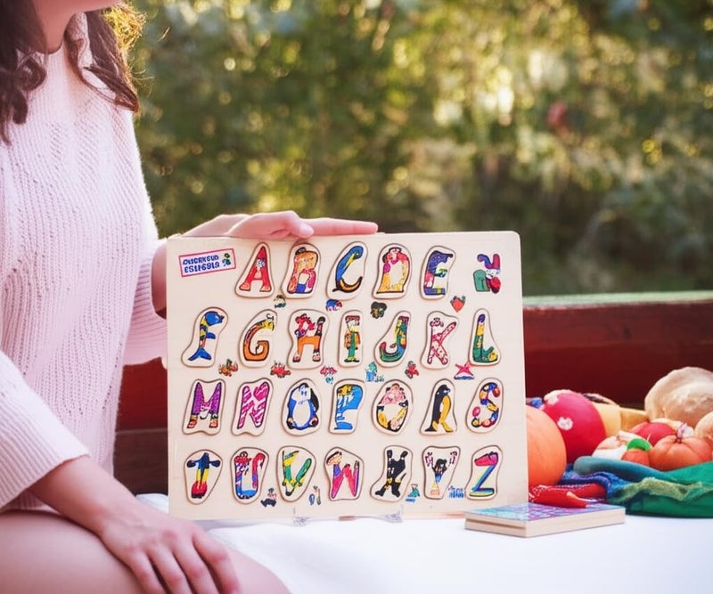 B&D Wooden Alphabet Puzzle Board for Toddlers - Image 3