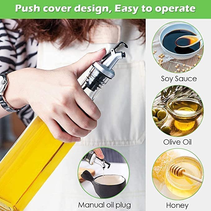 Dcloud Transparent Glass 500 Ml Classic Oil Dispenser Pack of 2 Crystal Clear with 1 Silicone Rubber Funnel for Bottle Filling Oil BrushSpatula Combo Multicolored Style 3 - Image 4