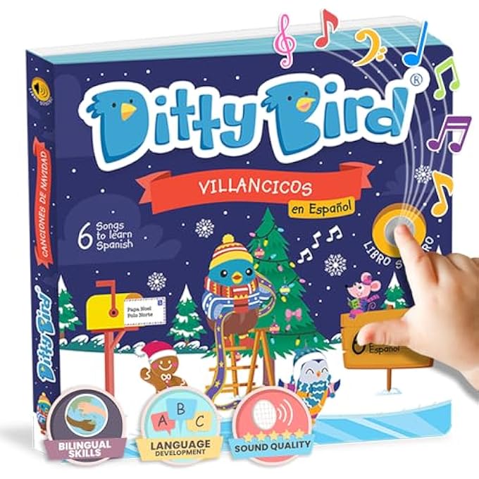 SPANISH CHRISTMAS MUSICAL BOOK FOR TODDLERS  INTERACTIVE BILINGUAL SOUND BOOK WITH JINGLE BELLS & HOLIDAY SONGS FOR BABIES 1-3 | STURDY BABY BOOK & XMAS MUSIC TOY - Image 1