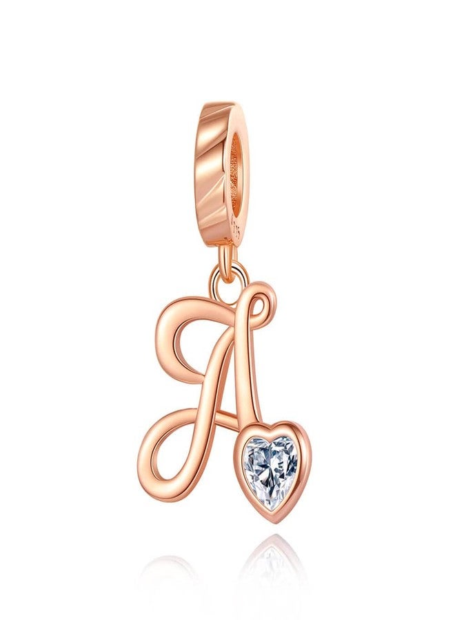 VALGACLS A-Z Letter Charm Rose Gold Letter Charms Letter A Alphabet Dangle Charm Beads for Bracelets and Necklaces - Image 1