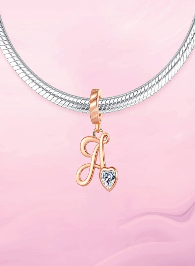 VALGACLS A-Z Letter Charm Rose Gold Letter Charms Letter A Alphabet Dangle Charm Beads for Bracelets and Necklaces - Image 2