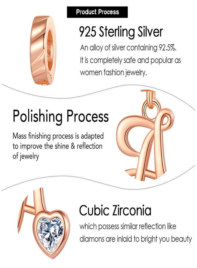 VALGACLS A-Z Letter Charm Rose Gold Letter Charms Letter A Alphabet Dangle Charm Beads for Bracelets and Necklaces - Image 5