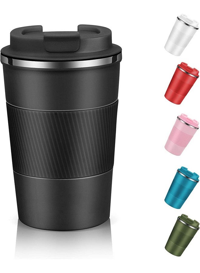 Wosta Travel Mug, Insulated Coffee Cup with Leakproof Lid,Vacuum Insulation Stainless Steel Reusable for Hot Cold Coffee, Non-Slip Protective Cover, (Black, 380 Ml) - Image 1