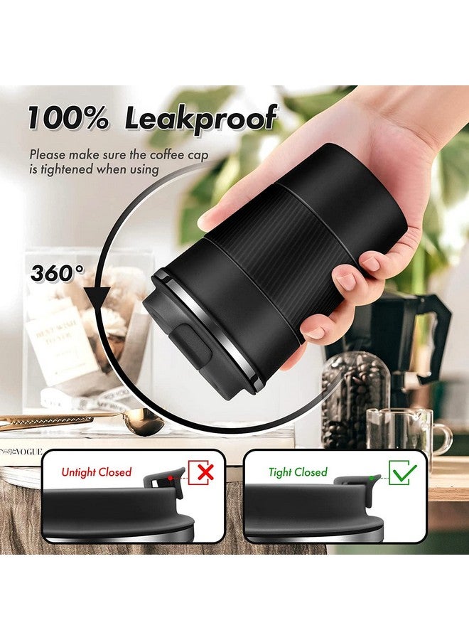 Wosta Travel Mug, Insulated Coffee Cup with Leakproof Lid,Vacuum Insulation Stainless Steel Reusable for Hot Cold Coffee, Non-Slip Protective Cover, (Black, 380 Ml) - Image 5