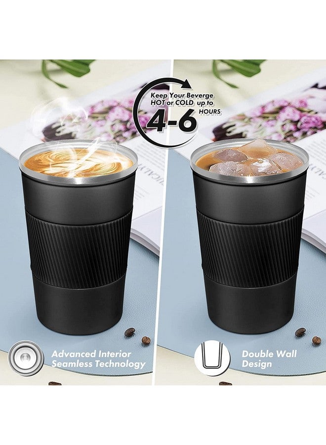 Wosta Travel Mug, Insulated Coffee Cup with Leakproof Lid,Vacuum Insulation Stainless Steel Reusable for Hot Cold Coffee, Non-Slip Protective Cover, (Black, 380 Ml) - Image 4