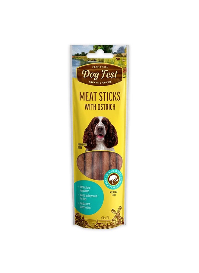 Dog Fest Meat Sticks With Ostrich For Adult Dogs - 45G  - Image 1