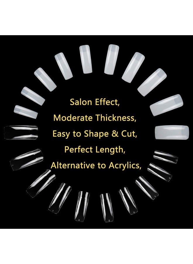 Yokilly 1000Pcs Square Nail Tips For Acrylic Nails Professional Fake Clear Natural Acrylic Short Square French Artificial Nail Tips Half Cover With Acrylic Nail Clipper 2Pcs Nail Files For Nail Salon Home - Image 3