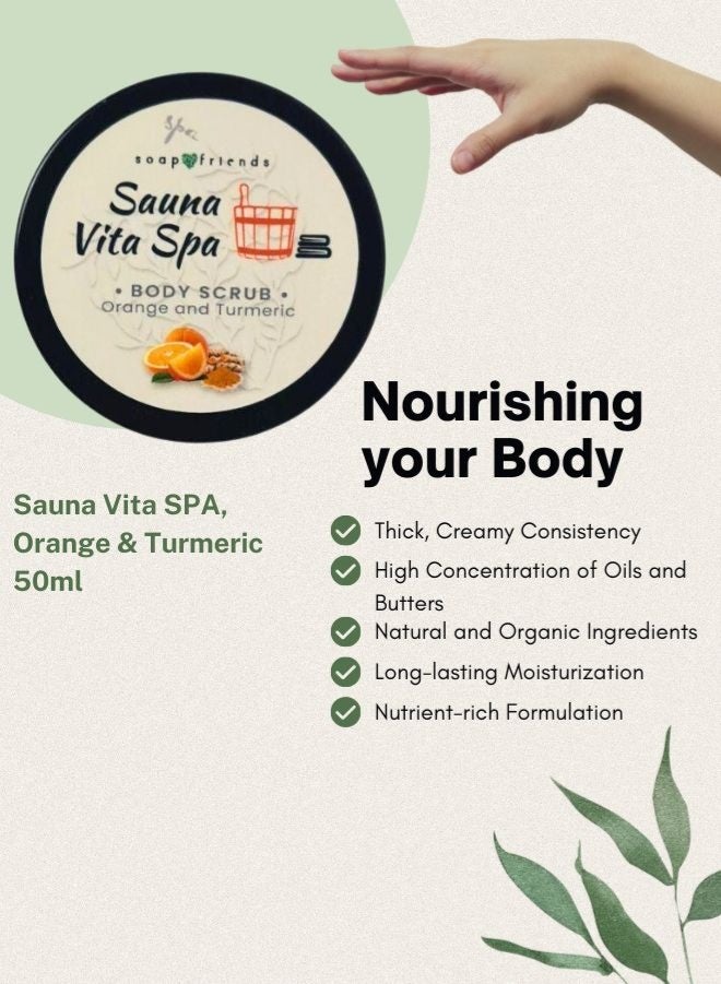 الصابون والأصدقاء مقشر الجسم بالكركم البرتقالي 50 مل لتوهج الساونا وحمام البخار - Image 3