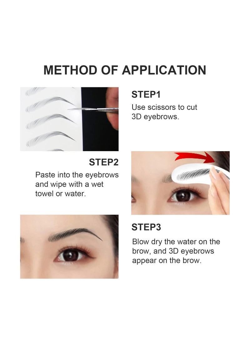 SYOSI - Eyebrow Transfers Hair-Like Authentic Eyebrows Tattoo Stickers72 Pairs 8 Sheets 2 Styles Waterproof Long Lasting False Tattoos Peel Off Instant Eyebrow for Women Girls Makeup (black) - Image 1