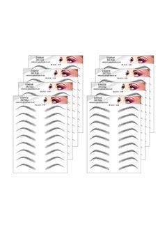 Eyebrow Transfers Hair-Like Authentic Eyebrows Tattoo Stickers72 Pairs 8 Sheets 2 Styles Waterproof Long Lasting False Tattoos Peel Off Instant Eyebrow for Women Girls Makeup (black)