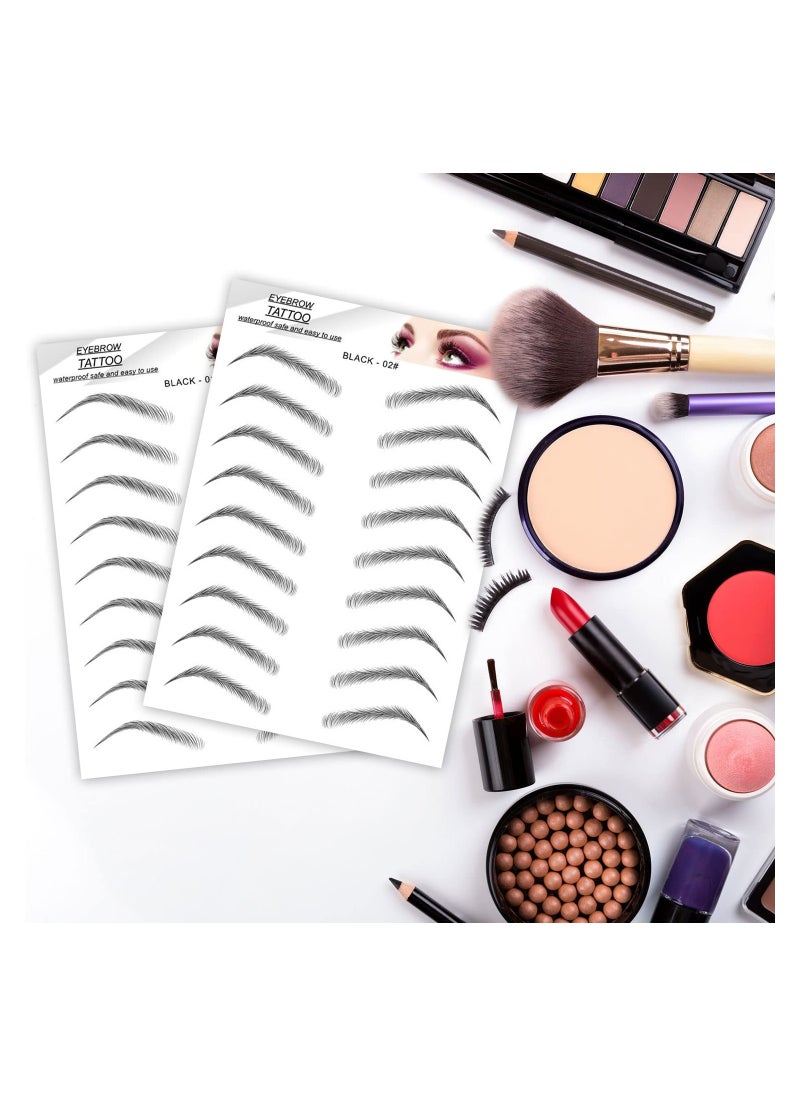 SYOSI - Eyebrow Transfers Hair-Like Authentic Eyebrows Tattoo Stickers72 Pairs 8 Sheets 2 Styles Waterproof Long Lasting False Tattoos Peel Off Instant Eyebrow for Women Girls Makeup (black) - Image 1