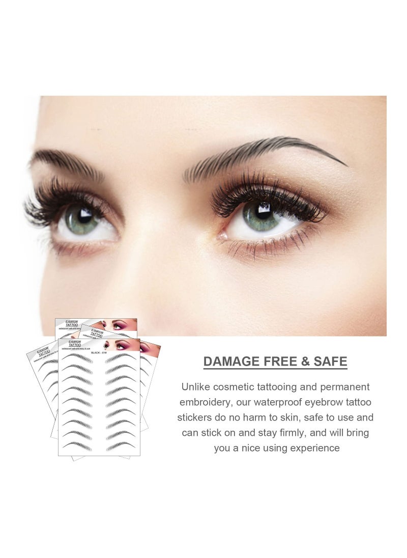 SYOSI - Eyebrow Transfers Hair-Like Authentic Eyebrows Tattoo Stickers72 Pairs 8 Sheets 2 Styles Waterproof Long Lasting False Tattoos Peel Off Instant Eyebrow for Women Girls Makeup (black) - Image 1