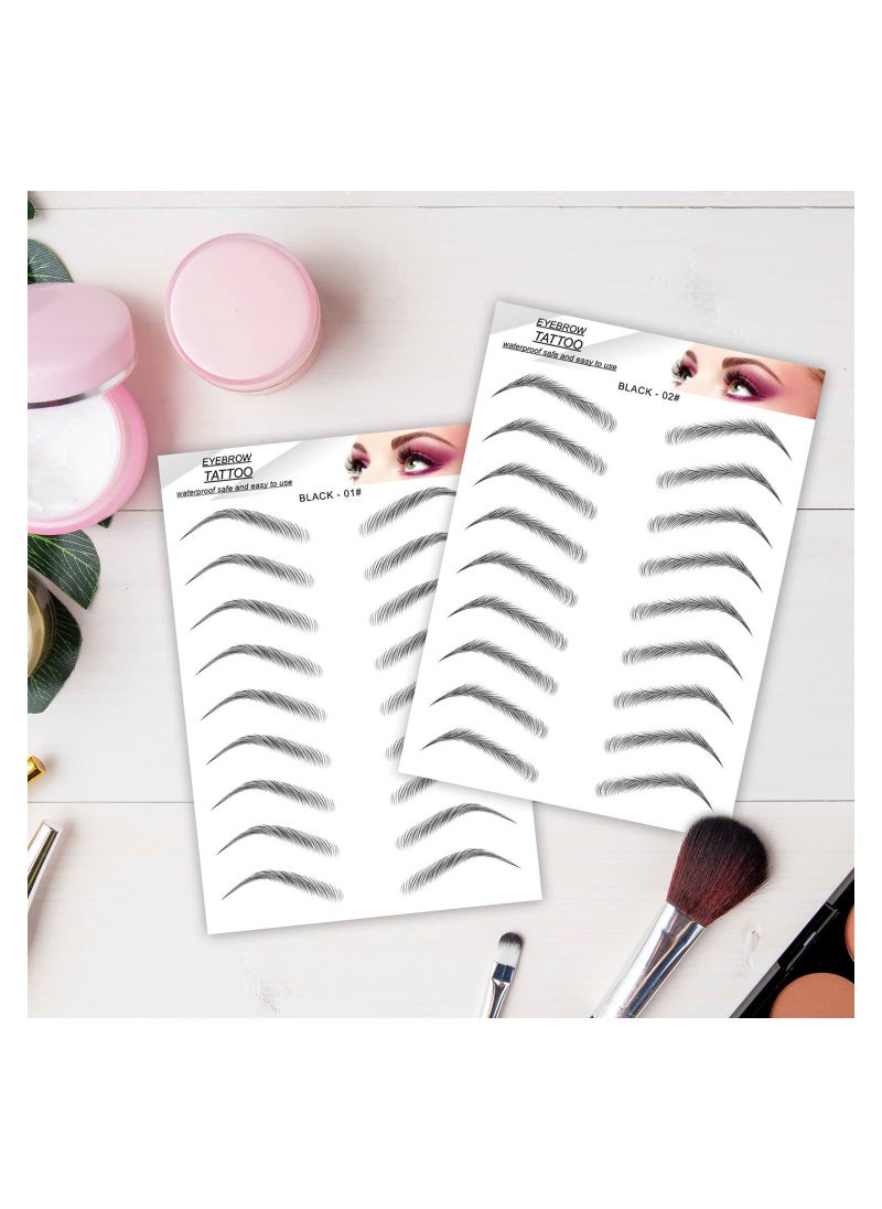 SYOSI - Eyebrow Transfers Hair-Like Authentic Eyebrows Tattoo Stickers72 Pairs 8 Sheets 2 Styles Waterproof Long Lasting False Tattoos Peel Off Instant Eyebrow for Women Girls Makeup (black) - Image 1