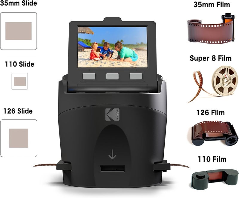 Kodak Kodak SCANZA Digital Film  Slide Scanner  Converts 35mm 126 110 Super 8  8mm Film to JPEG with 35 LCD EasyLoad Inserts  Adapters  - Image 2