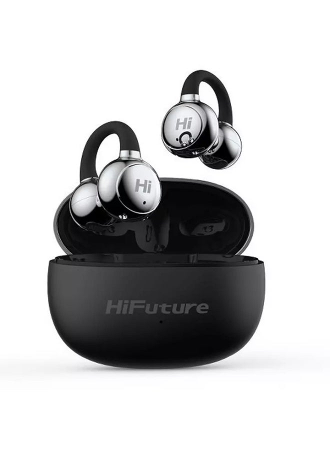 HiFuture FlexClip Open-Ear Wireless Earbuds | 30-Hour Playtime | AI ENC Noise Cancellation | Comfortable & Secure Fit | Bluetooth Headphones – Black - Image 1