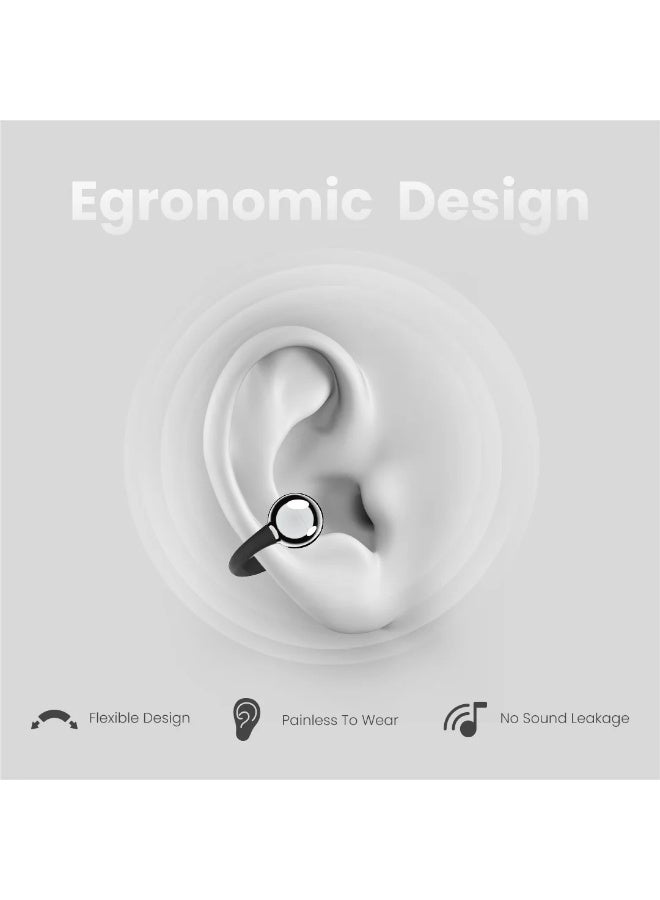 HiFuture FlexClip Open-Ear Wireless Earbuds | 30-Hour Playtime | AI ENC Noise Cancellation | Comfortable & Secure Fit | Bluetooth Headphones – Black - Image 3