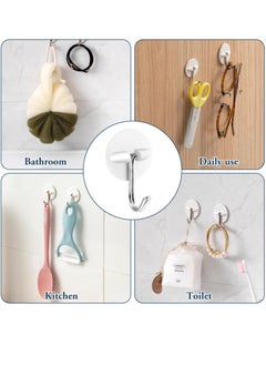 Excefore Round Plastic Hooks, 24 Pcs Small Self Stick Hooks, for Hanging Wall Hooks White Self Adhesive Hooks, Seamless Self Sticky Hook, Waterproof Oil Proof Stainless Hooks, for Kitchen Bathroom Office  - Image 5