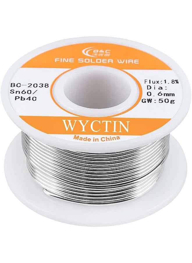 WYCTIN 60-40 Tin Lead Rosin Core Solder Wire for Electrical Soldering and DIY 0.0236 inches(0.6mm) 0.11lbs - Image 3