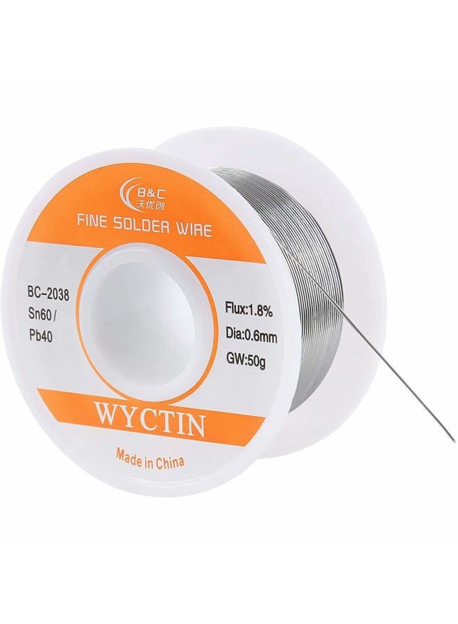 WYCTIN 60-40 Tin Lead Rosin Core Solder Wire for Electrical Soldering and DIY 0.0236 inches(0.6mm) 0.11lbs - Image 2