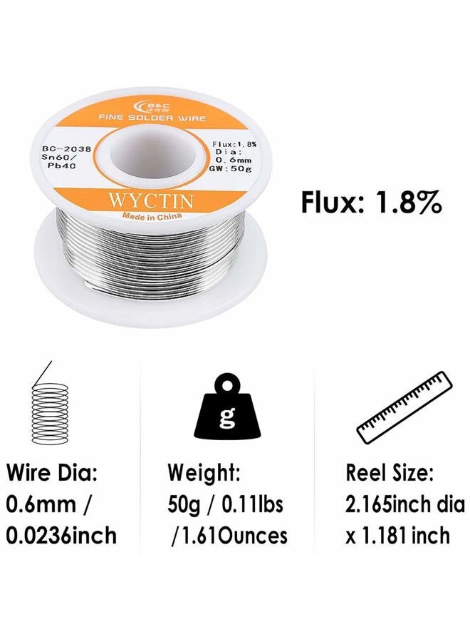 WYCTIN 60-40 Tin Lead Rosin Core Solder Wire for Electrical Soldering and DIY 0.0236 inches(0.6mm) 0.11lbs - Image 5