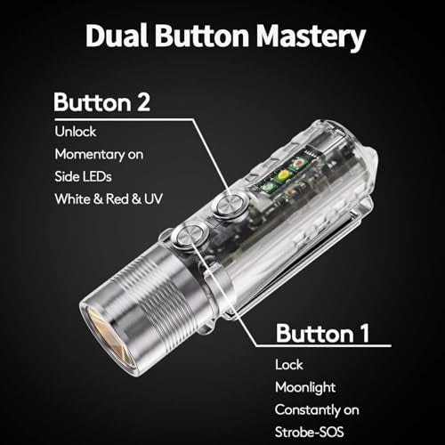RovyVon Aurora A28 2nd USB-C EDC Flashlight, 6500K Cool White Max 1000 Lumen, 850mAh Rechargeable Small Flashlight, with Red/White/ 365nm Sidelights, Momentary On, Ideal Flashlight for Camping - Image 5