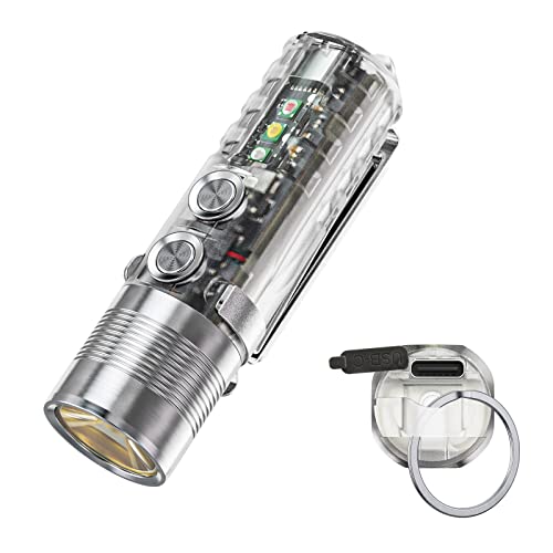 RovyVon Aurora A28 2nd USB-C EDC Flashlight, 6500K Cool White Max 1000 Lumen, 850mAh Rechargeable Small Flashlight, with Red/White/ 365nm Sidelights, Momentary On, Ideal Flashlight for Camping - Image 1