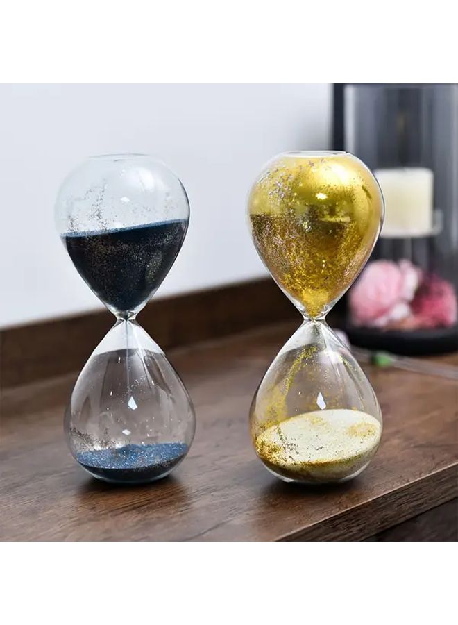 ساعة رملية ذهبية مزخرفة 10 دقائق زجاج فضي هدية مكتب - Image 1