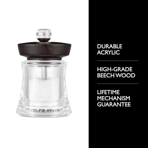 COLE & MASON Cole Mason Holborn Acrylic Salt Mill Compact Hand Grinder Acrylic Kitchen Tool with Adjustable Grind Setting EasytoClean Grinder with Premium Design Chocolate Salt Mill 375 - Image 3