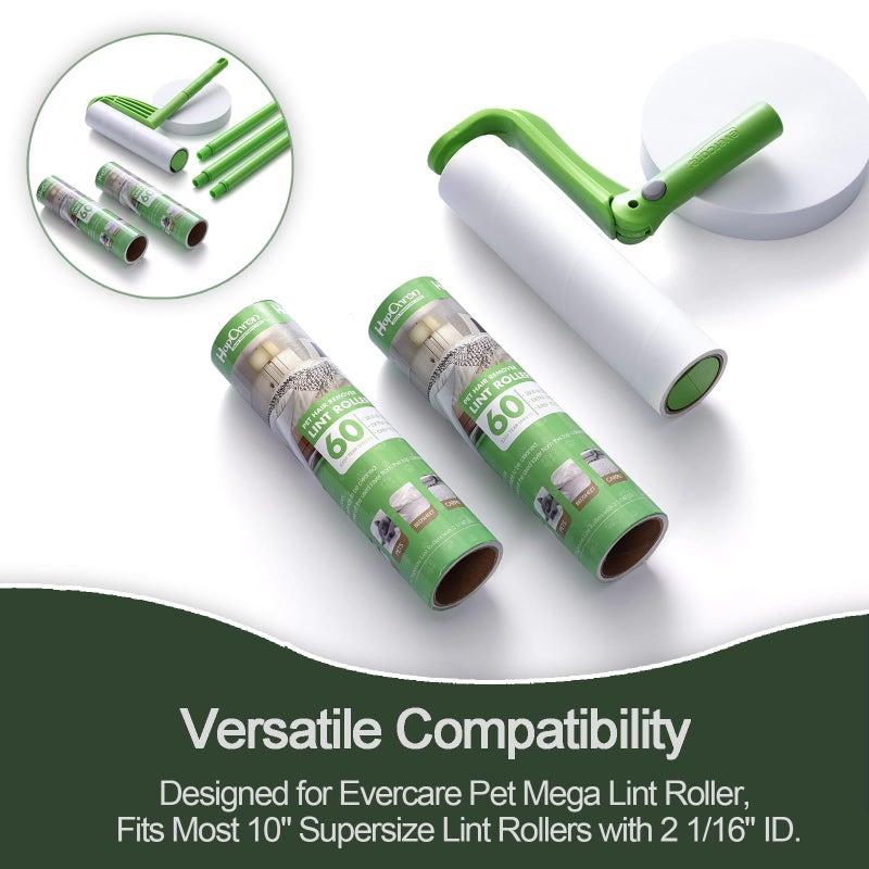 HapChron 10 inch Mega Lint Roller Refills for Evercare Pet Mega Lint Roller and Leo Cleaning Roller, Fits Most 10" Supersize Lint Rollers with 2 1/16" ID, Total 240 Easy Tear Sheets (Pack of 4) - Image 3