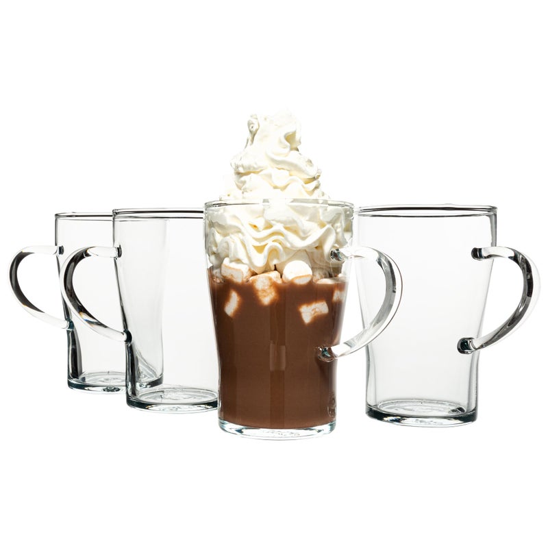 أكواب قهوة زجاجية سيمكس سعة 10 أونصات مجموعة من 4 أكواب لاتيه أكواب شاي زجاجية أكواب زجاجية للمشروبات الساخنة أكواب قهوة شفافة