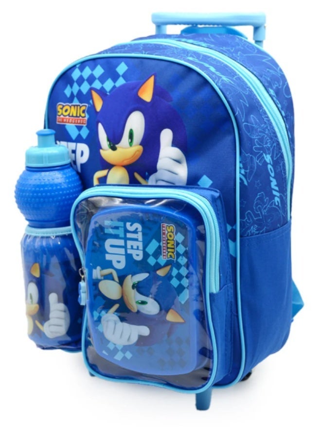 Sonic Prime Junior 3-in-1 Trolley Bag Set, 14-Inch School Bag with Matching Accessories - Image 2