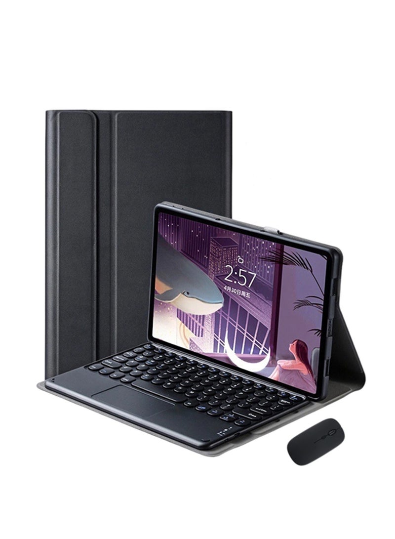 اووكاي حافظة لوحة مفاتيح لمس باللغتين العربية والإنجليزية متوافقة مع جهاز لينوفو آيديا تاب برو 12.7 بوصة 2025، حافظة واقية رفيعة مع لوحة مفاتيح وماوس لاسلكيين قابلين للفصل بتقنية بلوتوث (أسود) - Image 1