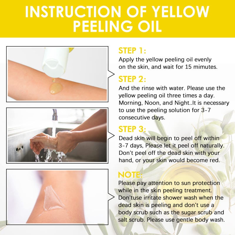 YAFUSIPE Yellow Peeling Oil for Dark Skin Strong Peel Oil Extra Strength Exfoliating Chemical Exfoliant Peels Solution at Home Body Peeling for Exfoliate Body Hand Foot Knuckle All Skin Type 3.66 OZ - Image 5