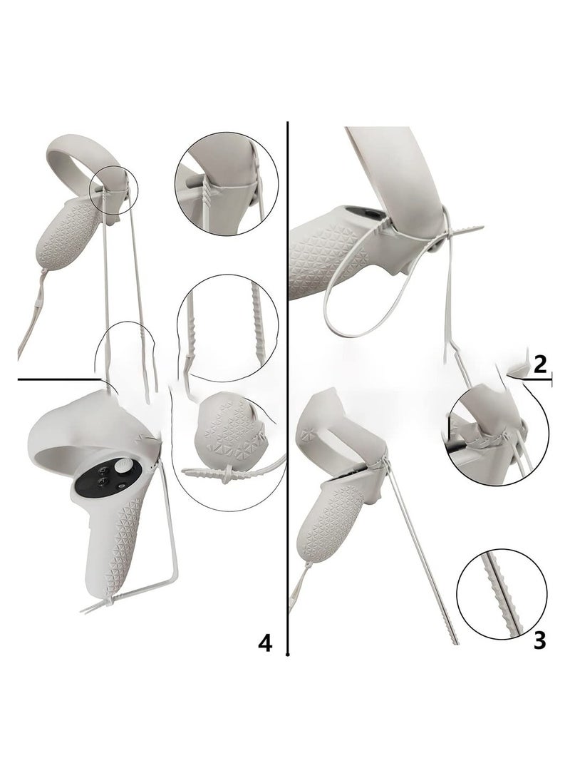 Accessories for Oculus Quest 2, VR Face Silicone Cover + Touch Controller Grip Cover + Protective Lens dust-Proof Cover + Thumb Button Cap (Grey) - Image 5