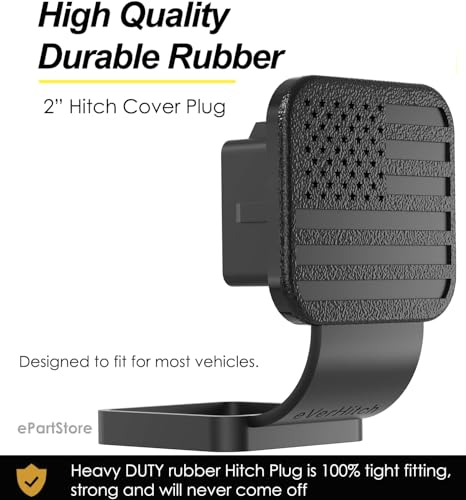 eVerHitch 2-inch Rubber Trailer Hitch Cover Tube Plug Insert (Black, Fits 2" Receiver) - Image 2
