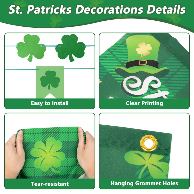 Heartome St Patrick's Day Decorations, St Patricks Day Outdoor Banner, 16.4FT St Patricks Day Garland, Irish Shamrock Porch Signs Hanging Ornament, Lucky Ireland for Garden Patio Parade Party - Image 4