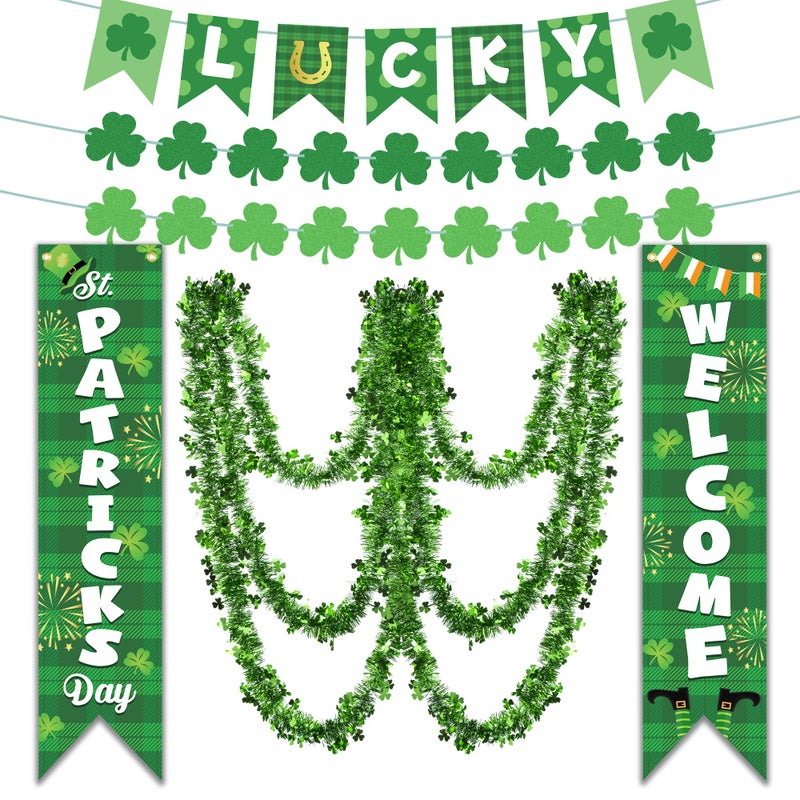Heartome St Patrick's Day Decorations, St Patricks Day Outdoor Banner, 16.4FT St Patricks Day Garland, Irish Shamrock Porch Signs Hanging Ornament, Lucky Ireland for Garden Patio Parade Party - Image 1