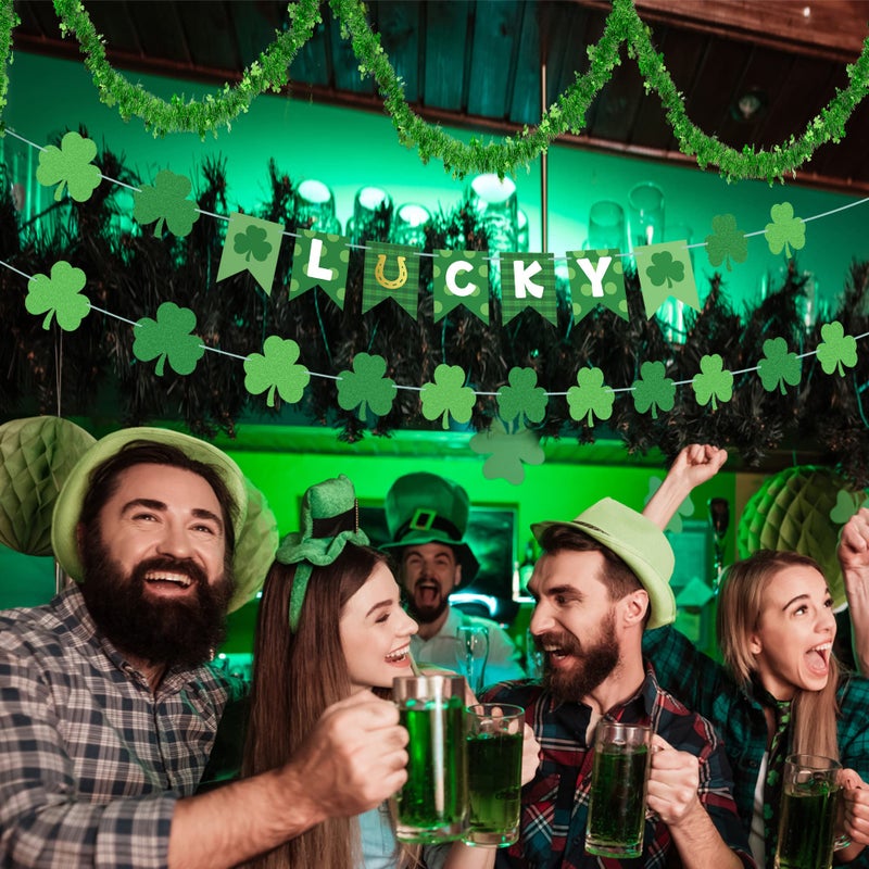 Heartome St Patrick's Day Decorations, St Patricks Day Outdoor Banner, 16.4FT St Patricks Day Garland, Irish Shamrock Porch Signs Hanging Ornament, Lucky Ireland for Garden Patio Parade Party - Image 5