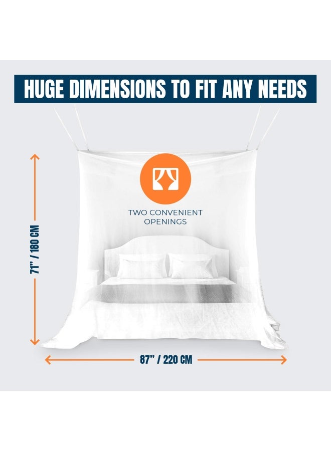 Mekkapro  Ultra Large Mosquito Net with Carry Bag Bug Netting with 2 Openings Mosquito Netting for Bed Patio Camping Outdoor  Travel Mosquito Net for Bed with Carrying Pouch  Hanging Kit - Image 4